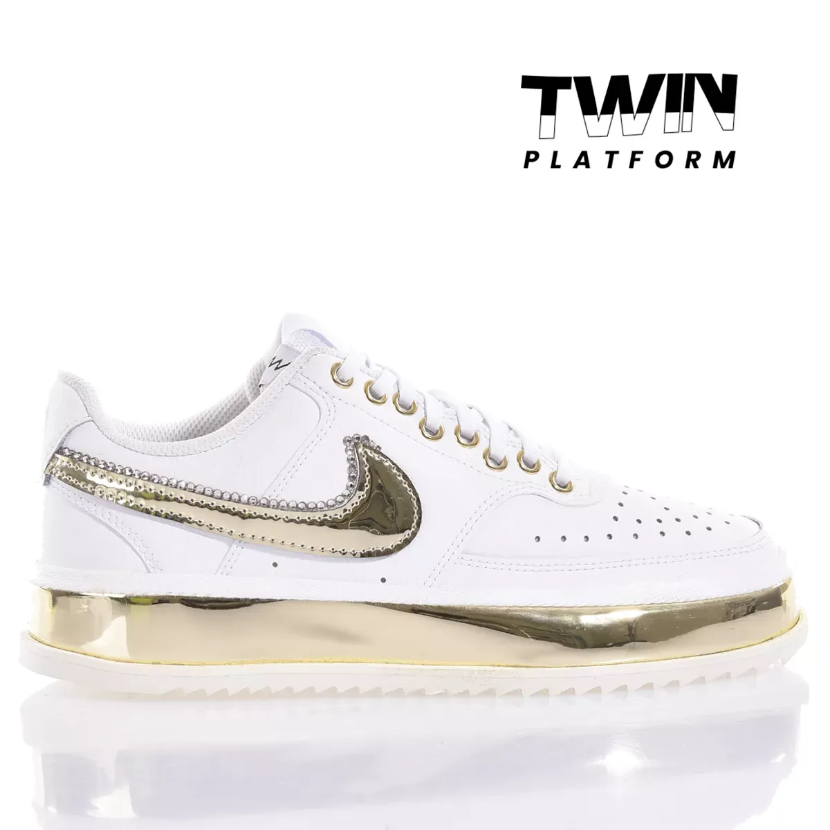 NIKE  Sneakers Nike Court Vision in Bianco Oro - Eco-Pelle