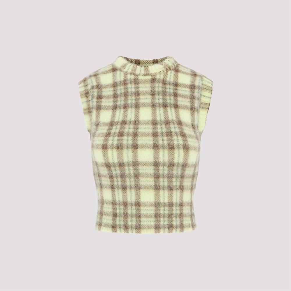 SPORTMAX  Gilet Scozzese Verde In Alpaca Sportmax