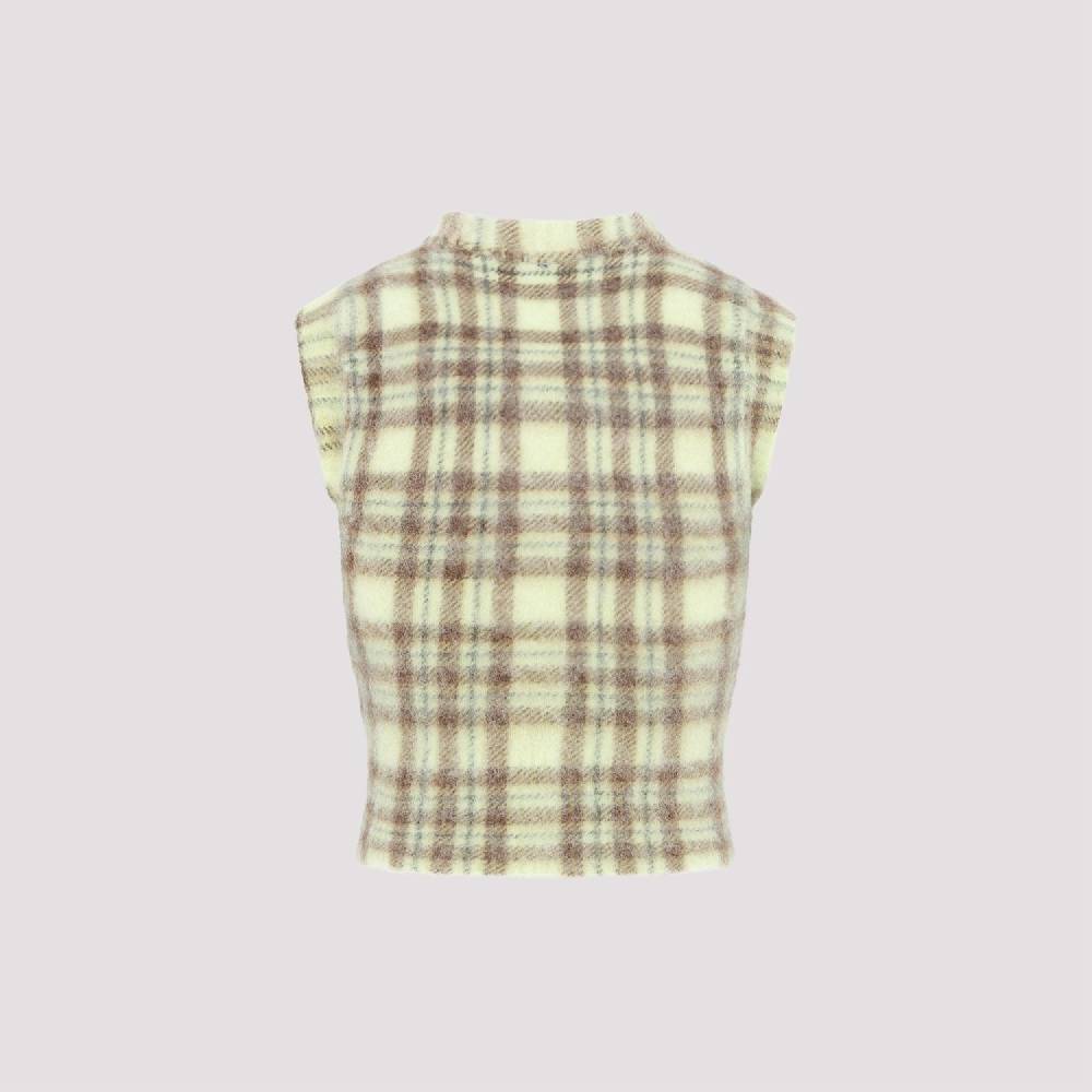 SPORTMAX  Gilet Scozzese Verde In Alpaca Sportmax