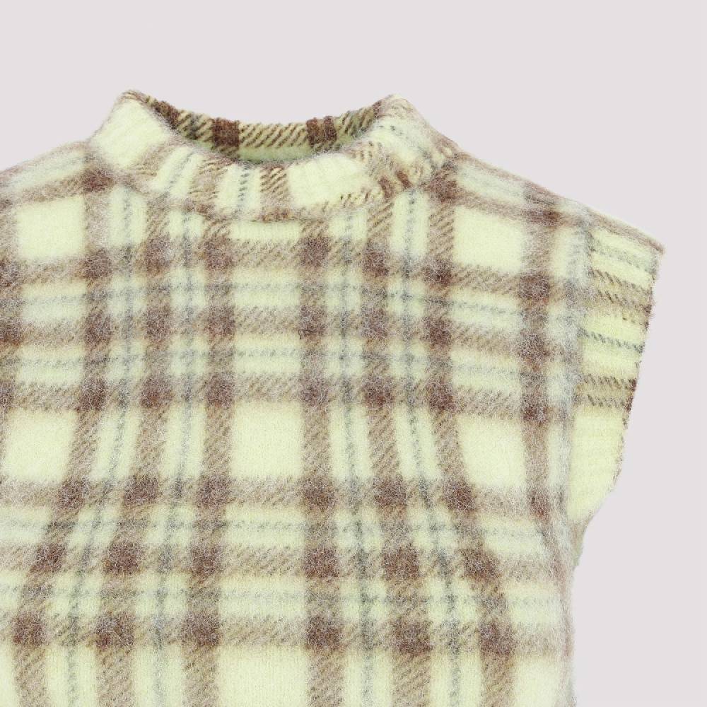 SPORTMAX  Gilet Scozzese Verde In Alpaca Sportmax