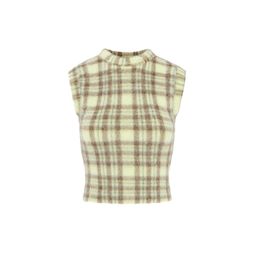 SPORTMAX  Gilet Scozzese Verde in Alpaca Sportmax