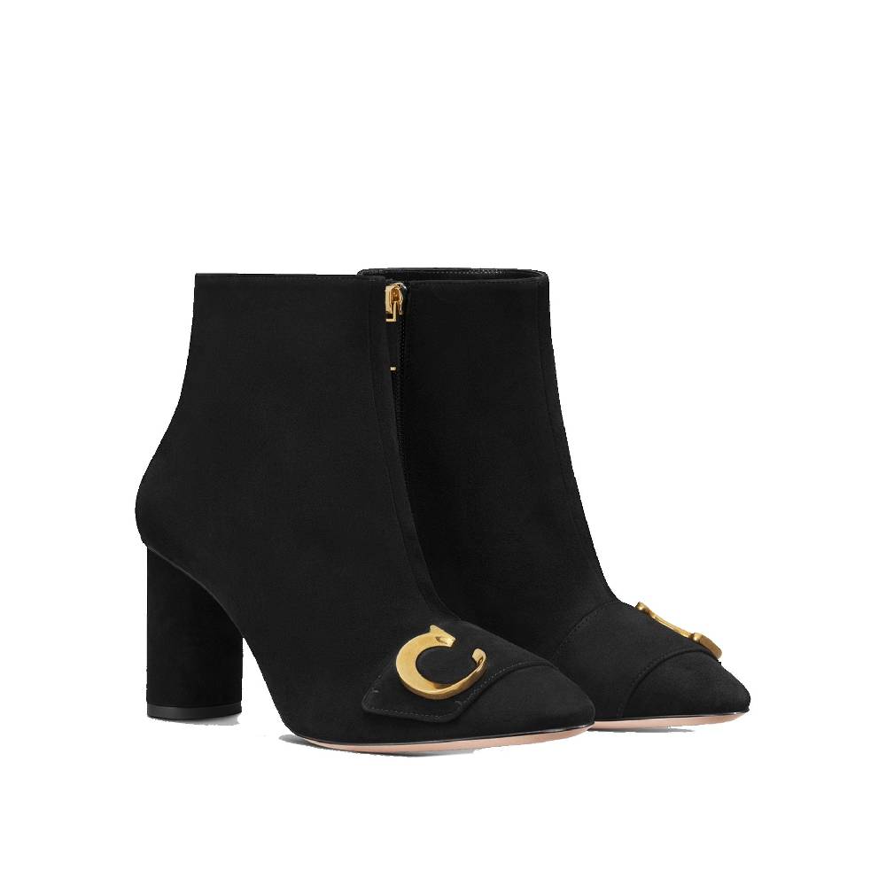 DIOR  Stivaletti Neri In Pelle Di Vitello DIOR Con Dettagli CD Oro