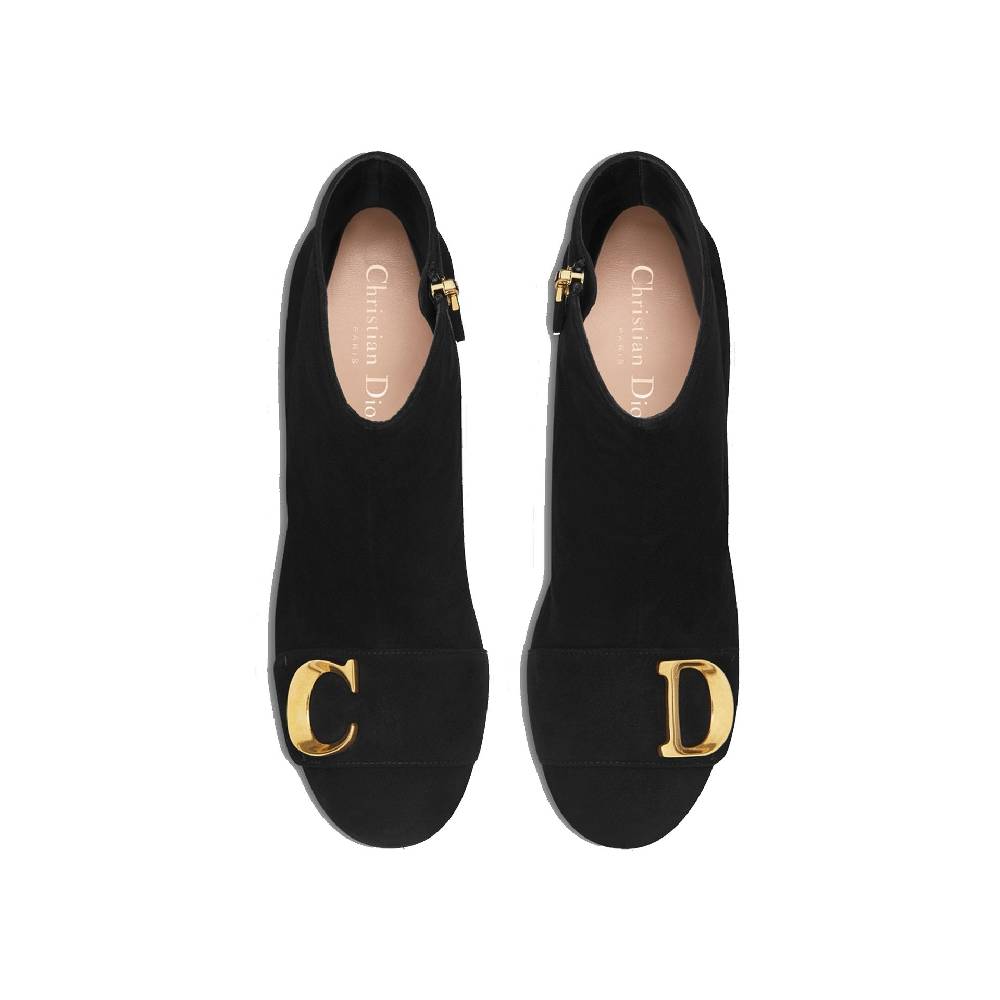 DIOR  Stivaletti Neri In Pelle Di Vitello DIOR Con Dettagli CD Oro