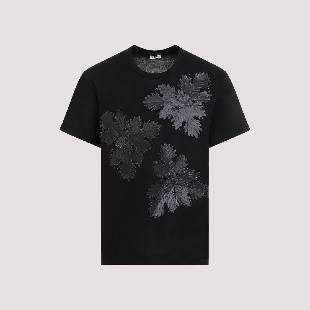COMME DES GARÇONS  T-Shirt Comme Des Garçons Nero Stampa Foglia Poliestere - Uomo