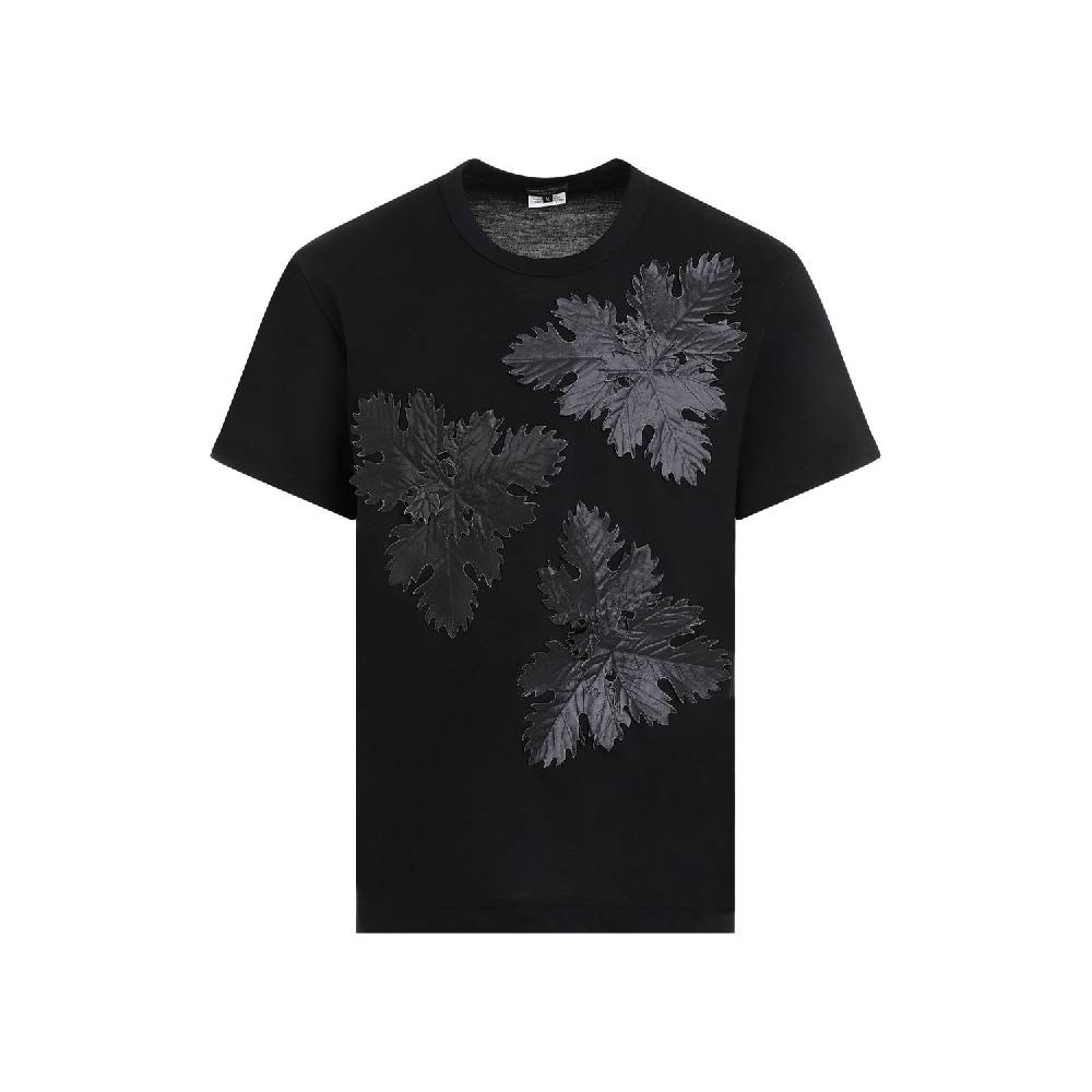 COMME DES GARÇONS  T-Shirt Comme Des Garçons Nero Stampa Foglia Poliestere - Uomo