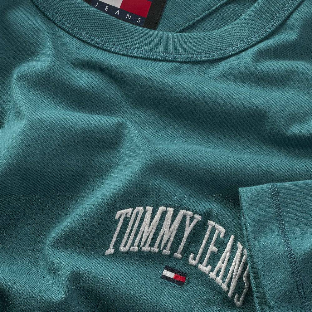 TOMMY JEANS  T-Shirt Cotone Verde Slim Fit Tommy Jeans