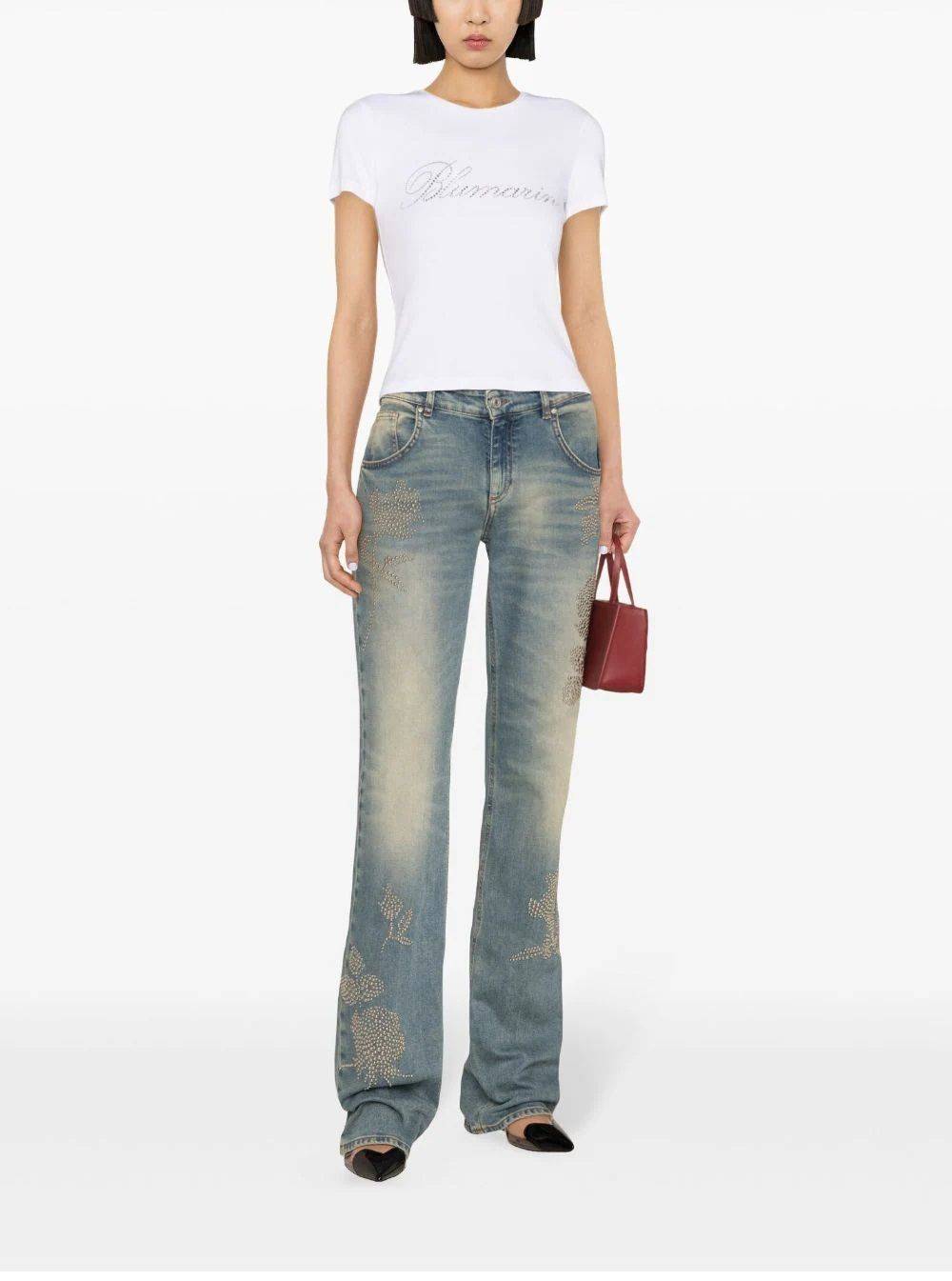 BLUMARINE  T-Shirt Da Donna BLUMARINE In Cotone Bianco Con Logo