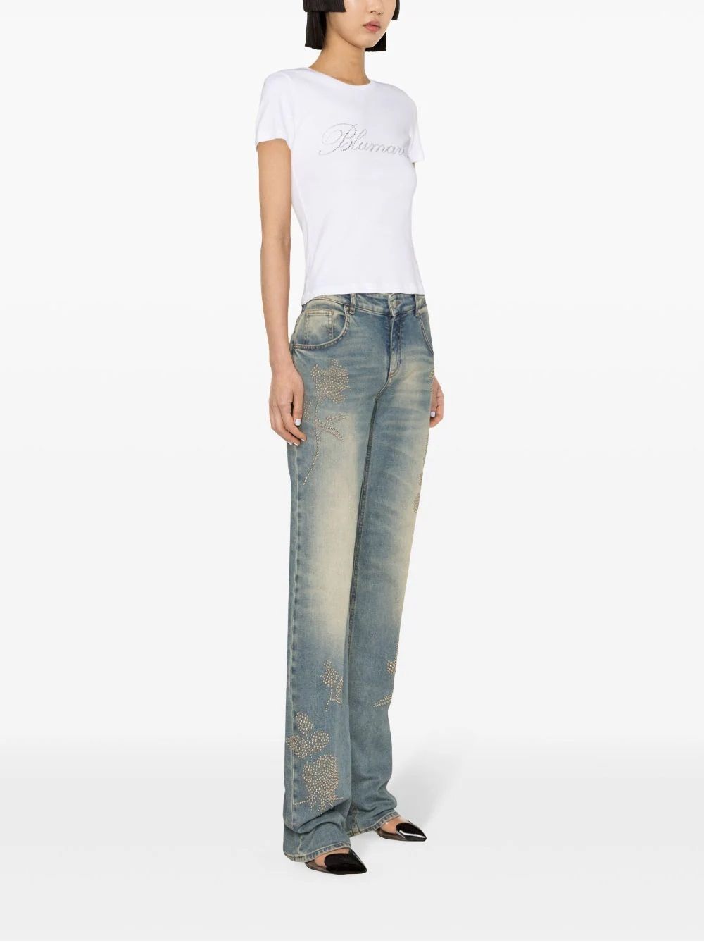 BLUMARINE  T-Shirt Da Donna BLUMARINE In Cotone Bianco Con Logo