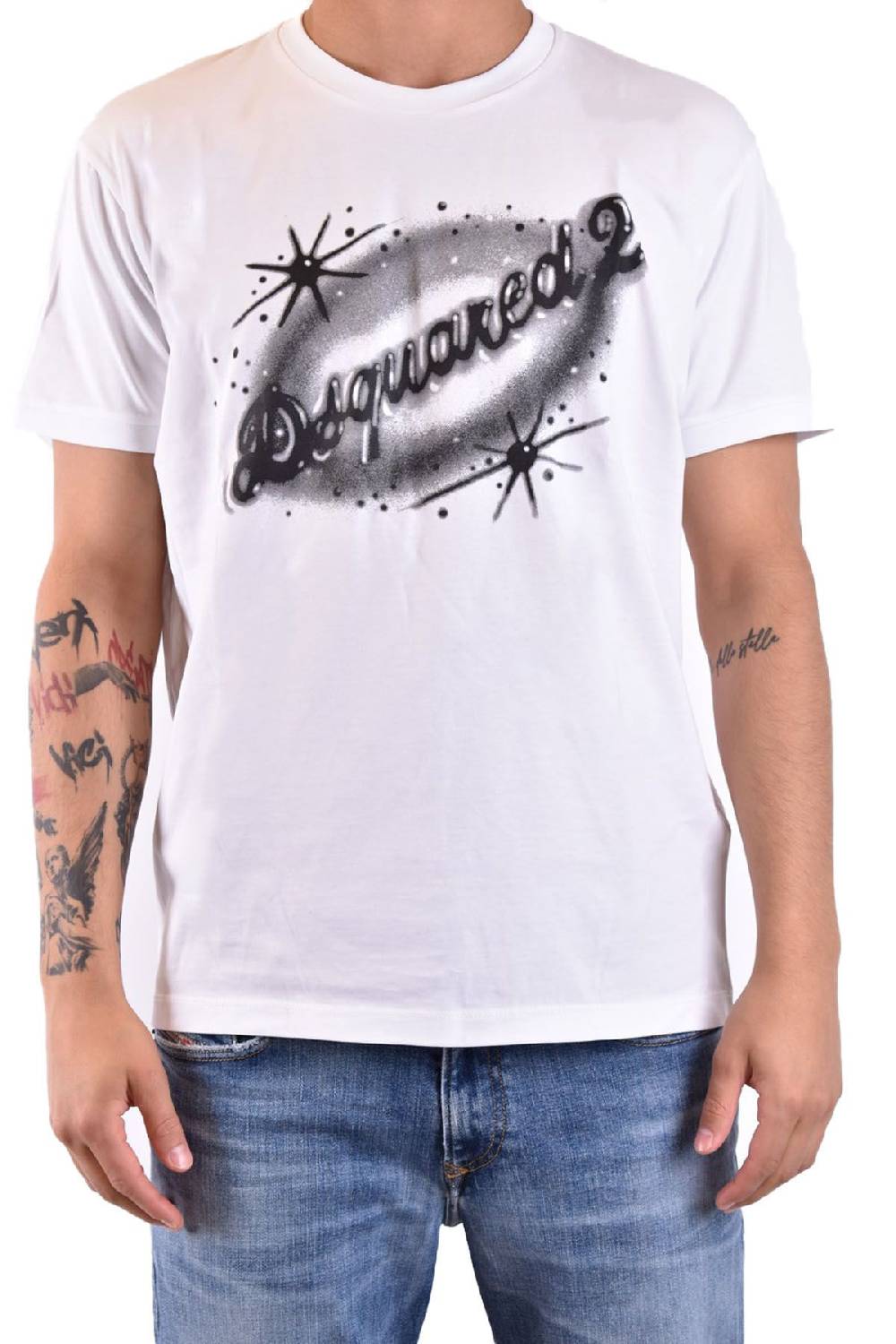 DSQUARED2  T-Shirt Da Uomo DSQUARED2 In Cotone Bianco