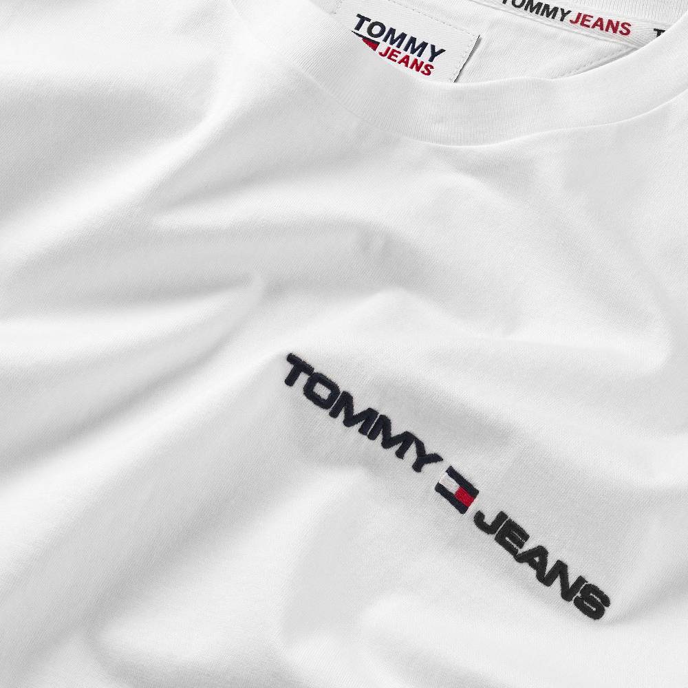 TOMMY JEANS  T-Shirt Da Uomo Tommy Jeans Bianca In Cotone Con Girocollo