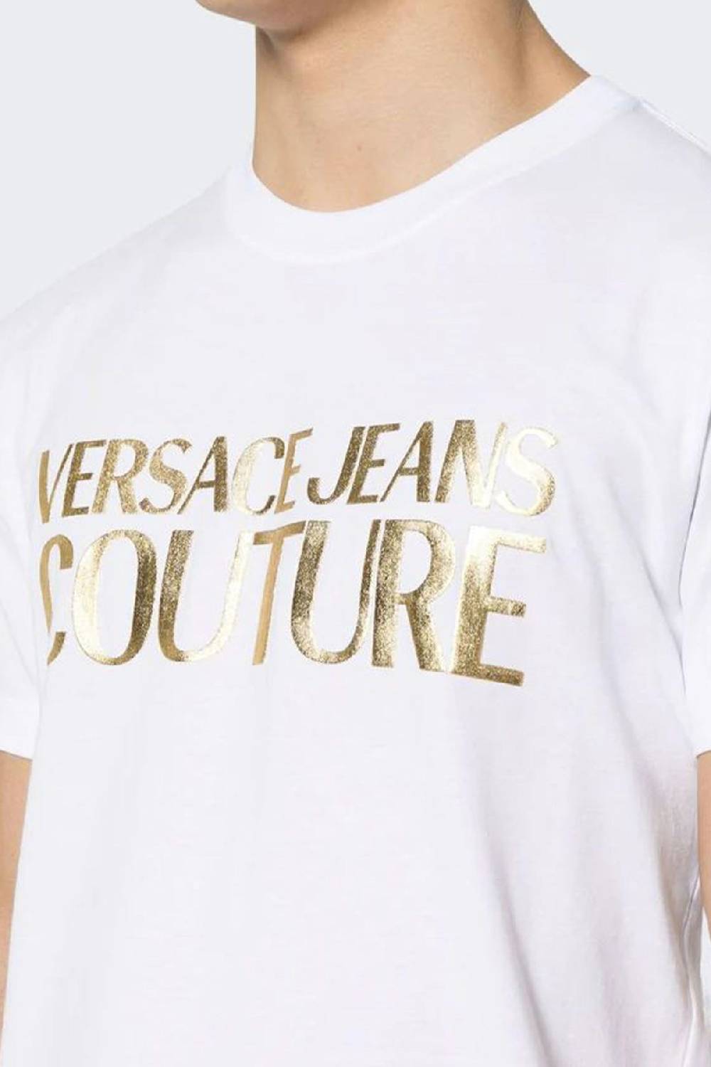VERSACE JEANS COUTURE  T-Shirt Da Uomo Versace Jeans Couture In Cotone Bianco