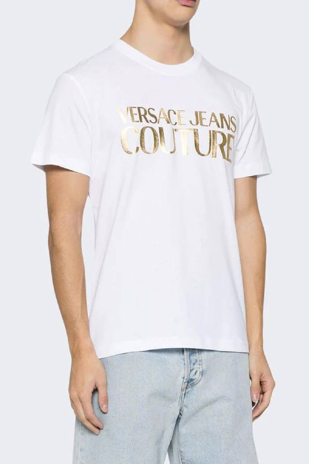 VERSACE JEANS COUTURE  T-Shirt Da Uomo Versace Jeans Couture In Cotone Bianco