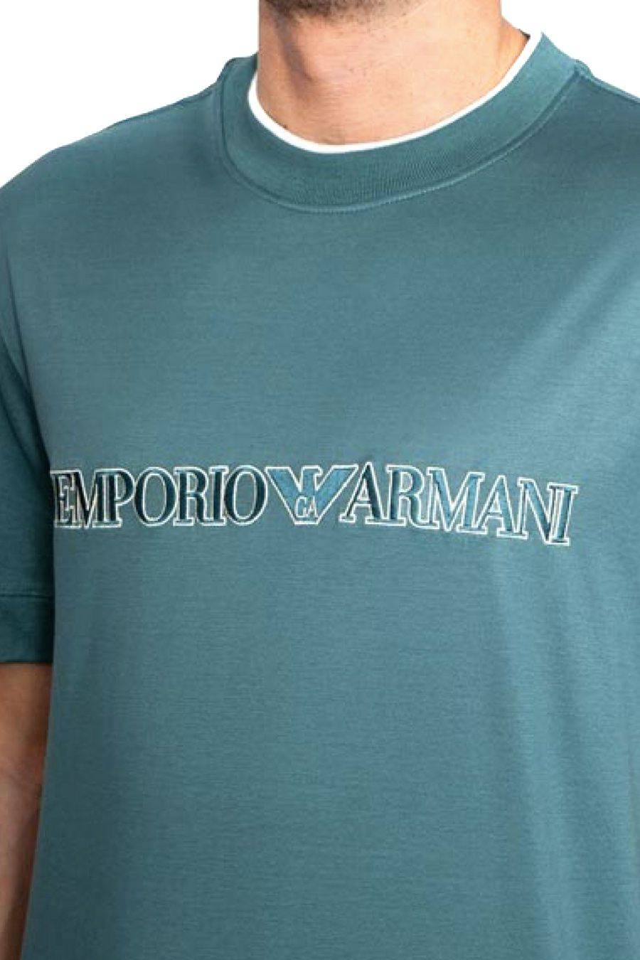 EMPORIO ARMANI  T-Shirt Emporio Armani Cotone Azzurro Cielo
