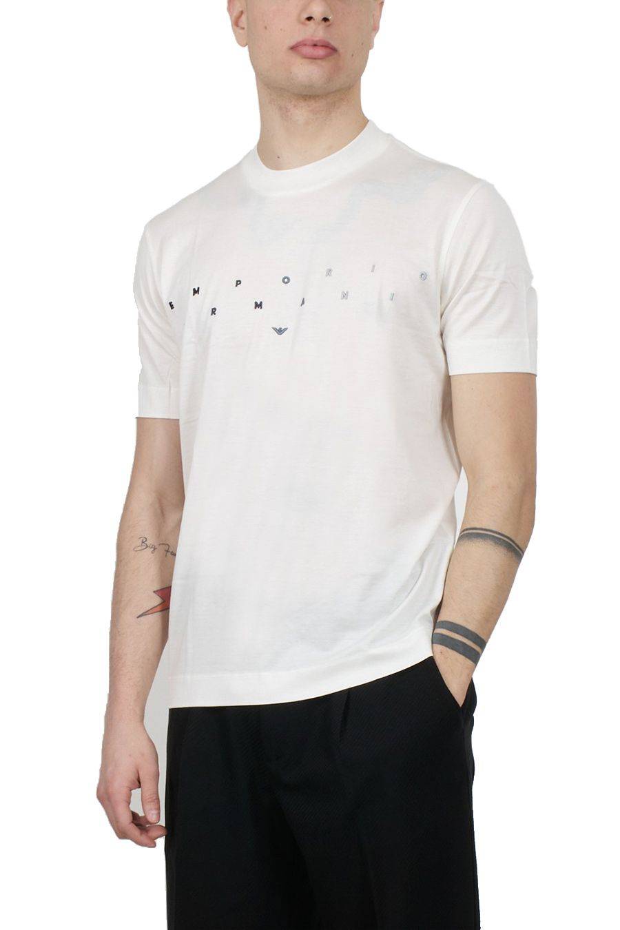 EMPORIO ARMANI  T-Shirt Emporio Armani In Cotone Bianco Per Uomo - 3D1TA2 1JUVZ01B2