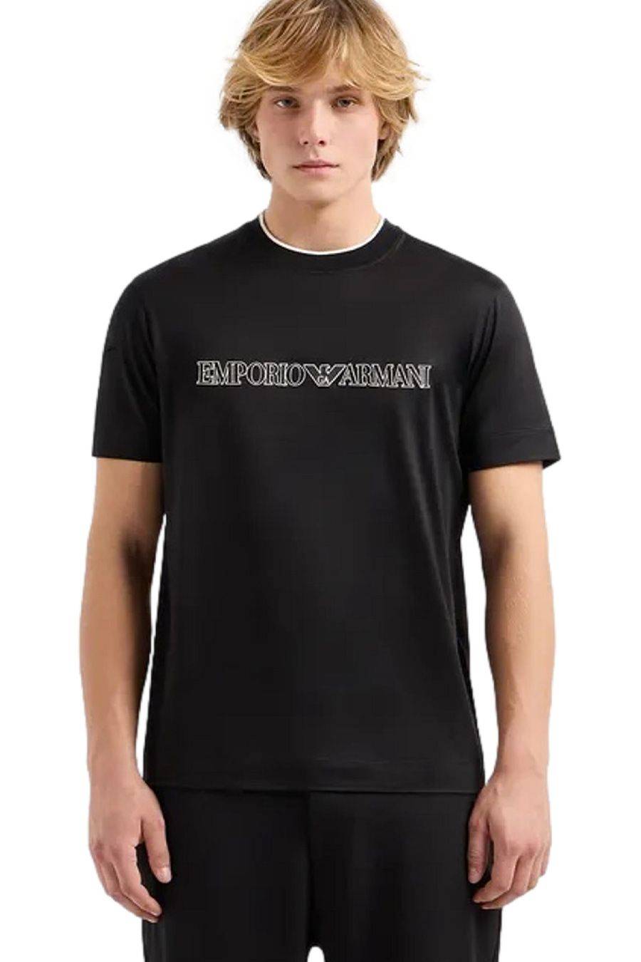 EMPORIO ARMANI  T-Shirt Emporio Armani Nera In Cotone Uomo 3D1TD4