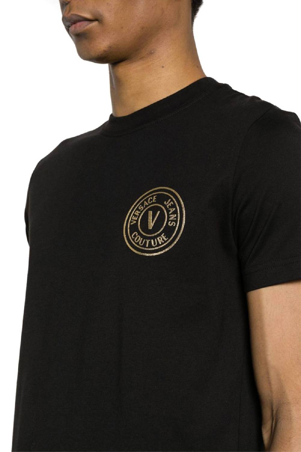 VERSACE JEANS COUTURE  T-Shirt In Cotone Nero Versace Jeans Couture Uomo