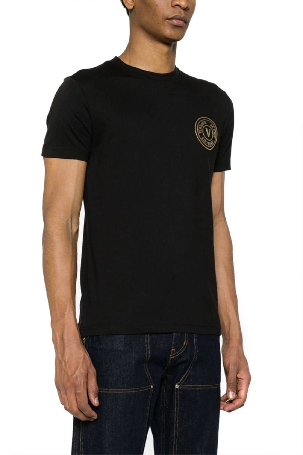 VERSACE JEANS COUTURE  T-Shirt In Cotone Nero Versace Jeans Couture Uomo