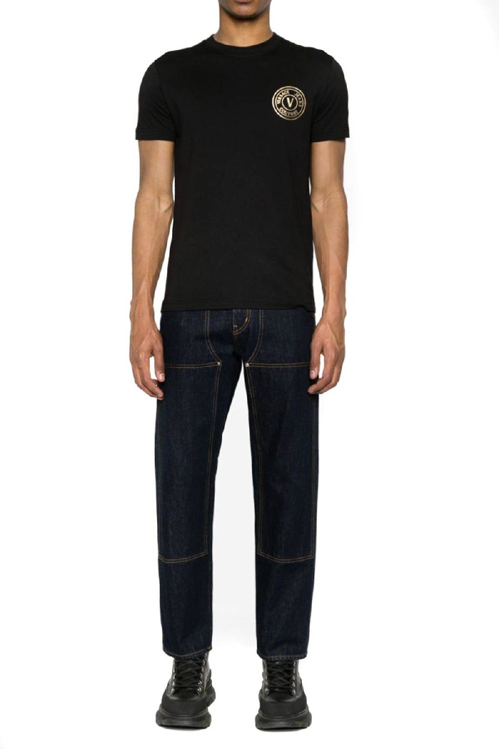 VERSACE JEANS COUTURE  T-Shirt In Cotone Nero Versace Jeans Couture Uomo