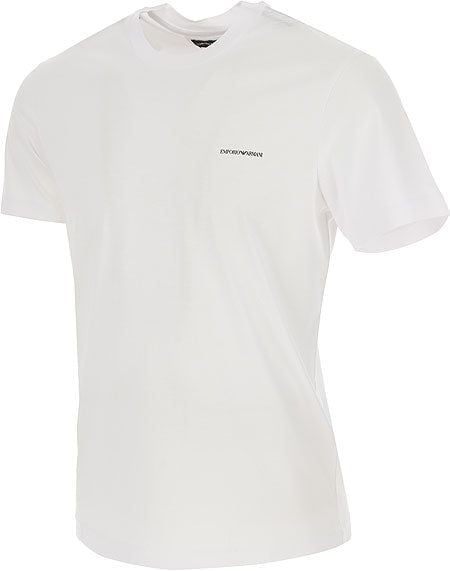 EMPORIO ARMANI  T-Shirt Logo Emporio Armani Bianca In Lyocell E Cotone Per Uomo