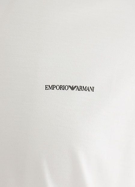EMPORIO ARMANI  T-Shirt Logo Emporio Armani Bianca In Lyocell E Cotone Per Uomo