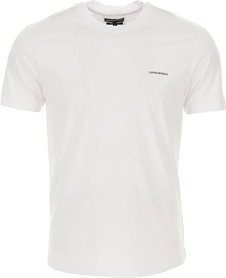 EMPORIO ARMANI  T-Shirt Logo Emporio Armani Bianca in Lyocell e Cotone per Uomo