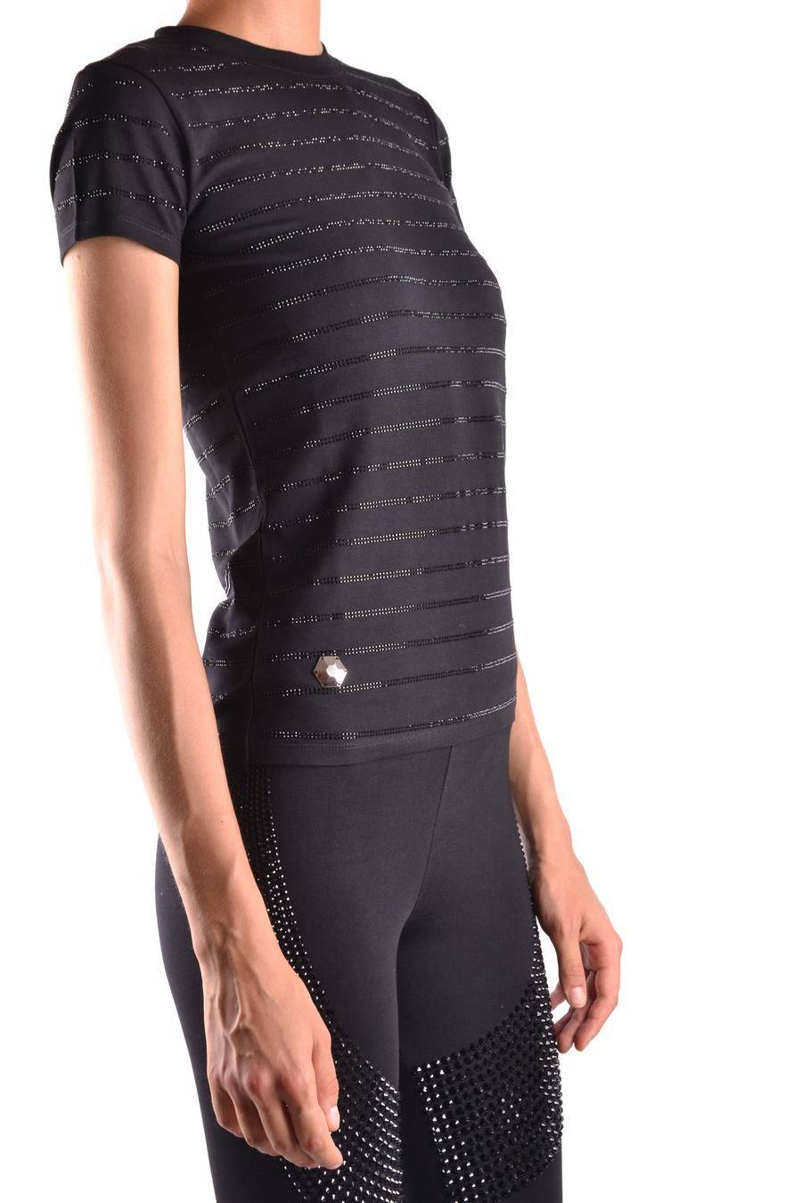 PHILIPP PLEIN  T-shirt Nera In Cotone Elasticizzato Philipp Plein Donna