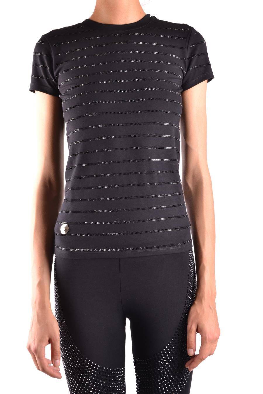 PHILIPP PLEIN  T-shirt Nera in Cotone Elasticizzato Philipp Plein Donna