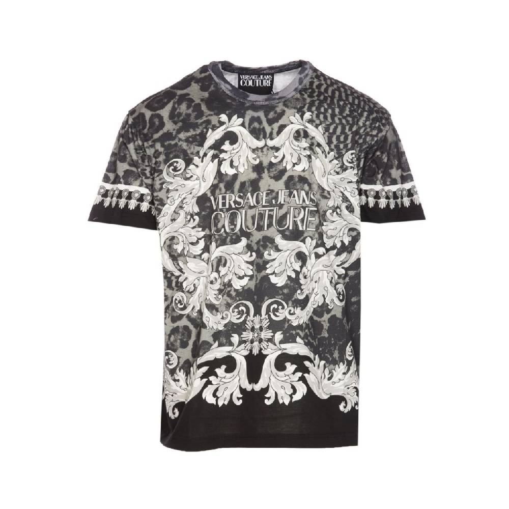 VERSACE JEANS COUTURE  T-Shirt Nera in Cotone Versace Jeans Couture Uomo