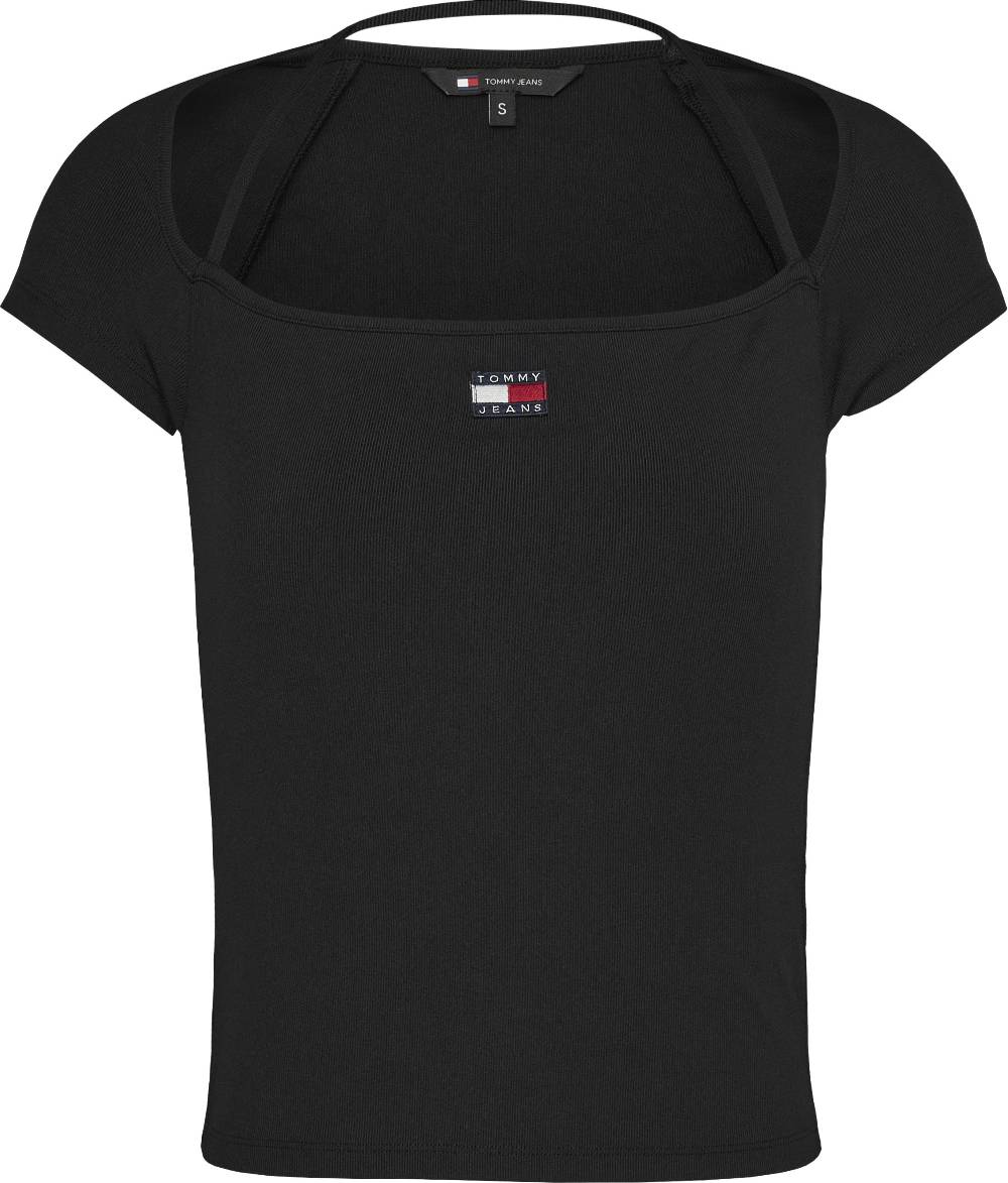 TOMMY JEANS  T-Shirt Nera Tommy Jeans Slim con Scollo a Halter