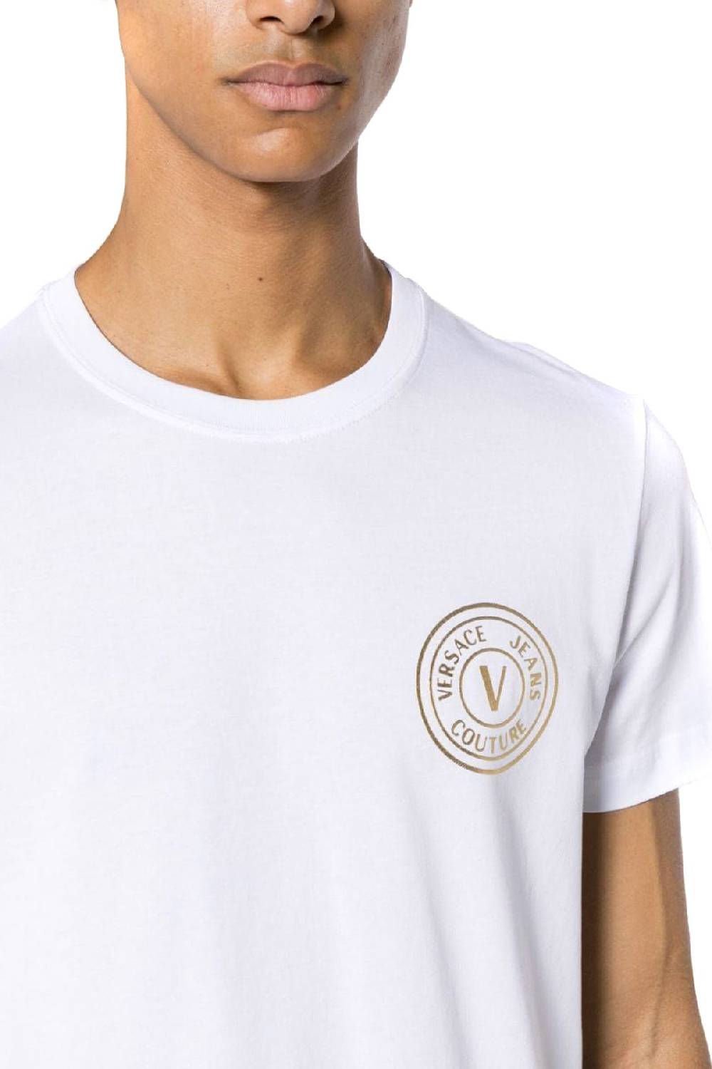 VERSACE JEANS COUTURE  T-Shirt Uomo Cotone Bianco Versace Jeans Couture