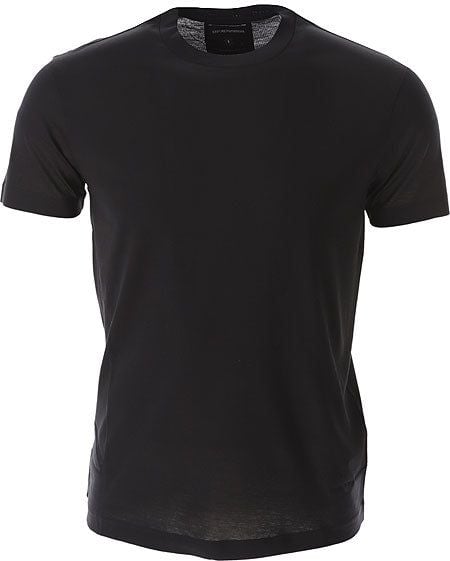 EMPORIO ARMANI  T-Shirt Uomo Emporio Armani in Lyocell e Cotone Nero