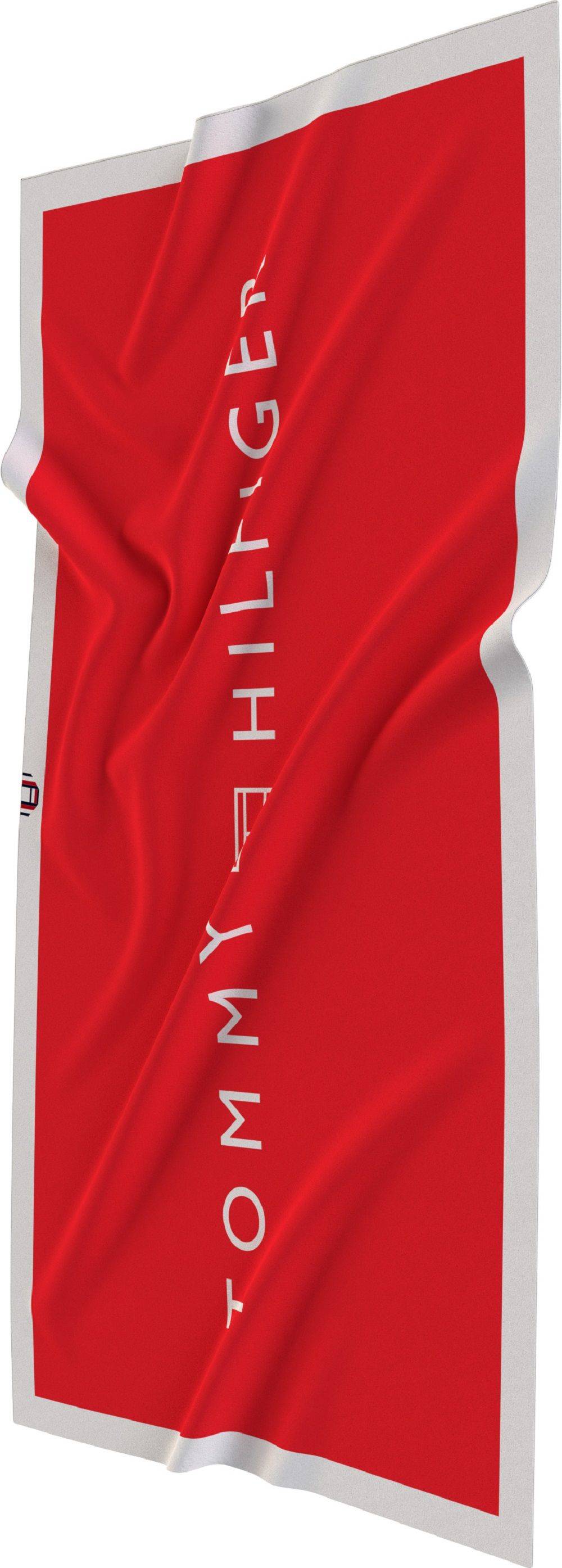 TOMMY HILFIGER  Telo Mare Rosso In Cotone Tommy Hilfiger