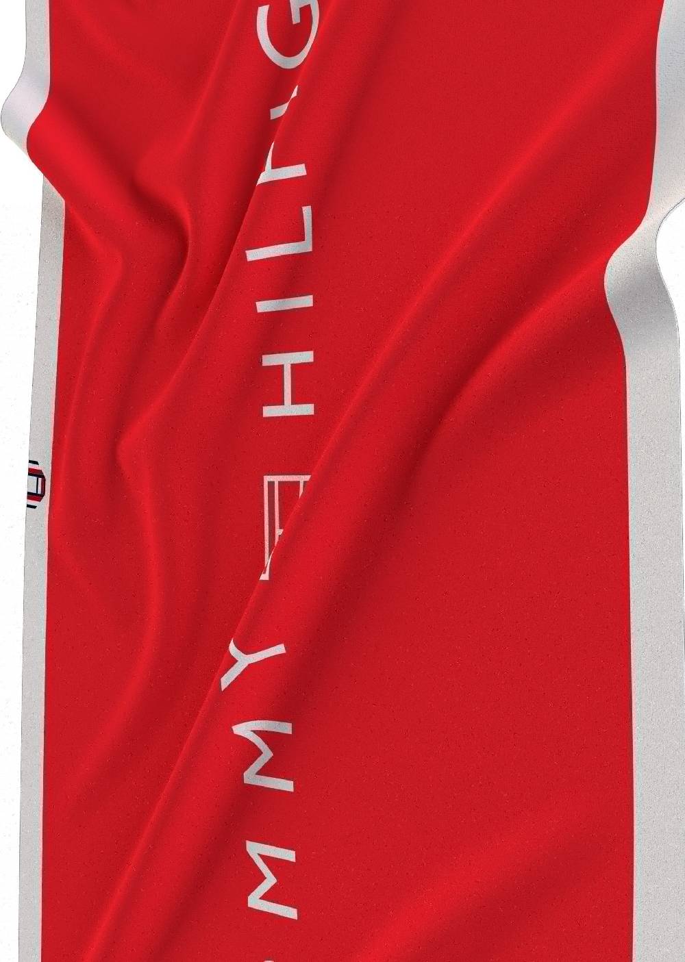 TOMMY HILFIGER  Telo Mare Rosso In Cotone Tommy Hilfiger