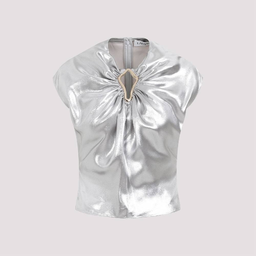 LANVIN  Top Drappeggiato Argento Metallizzato Lanvin - Viscosa