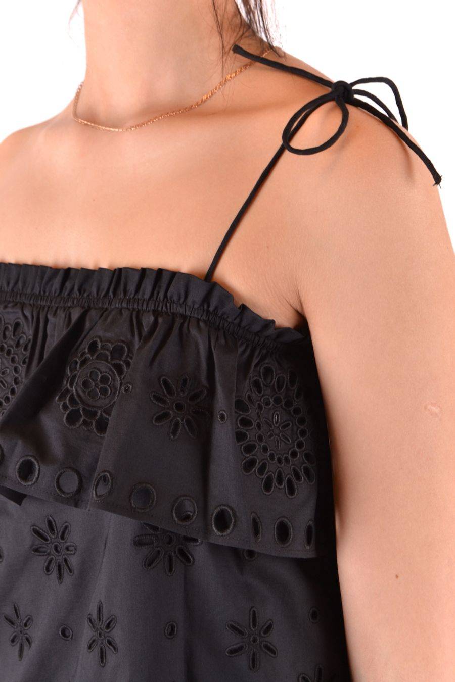 RED VALENTINO  Top Elegante Di Cotone Nero RED VALENTINO