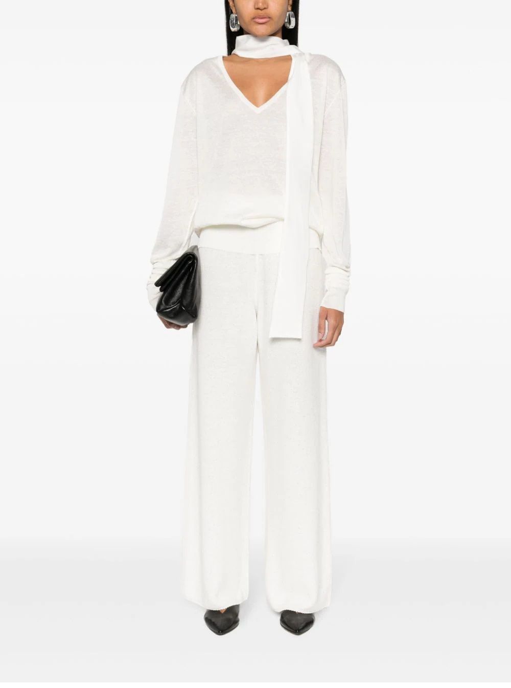 FABIANA FILIPPI  Top In Maglia Bianco Fabiana Filippi 60% Lino 40% Seta