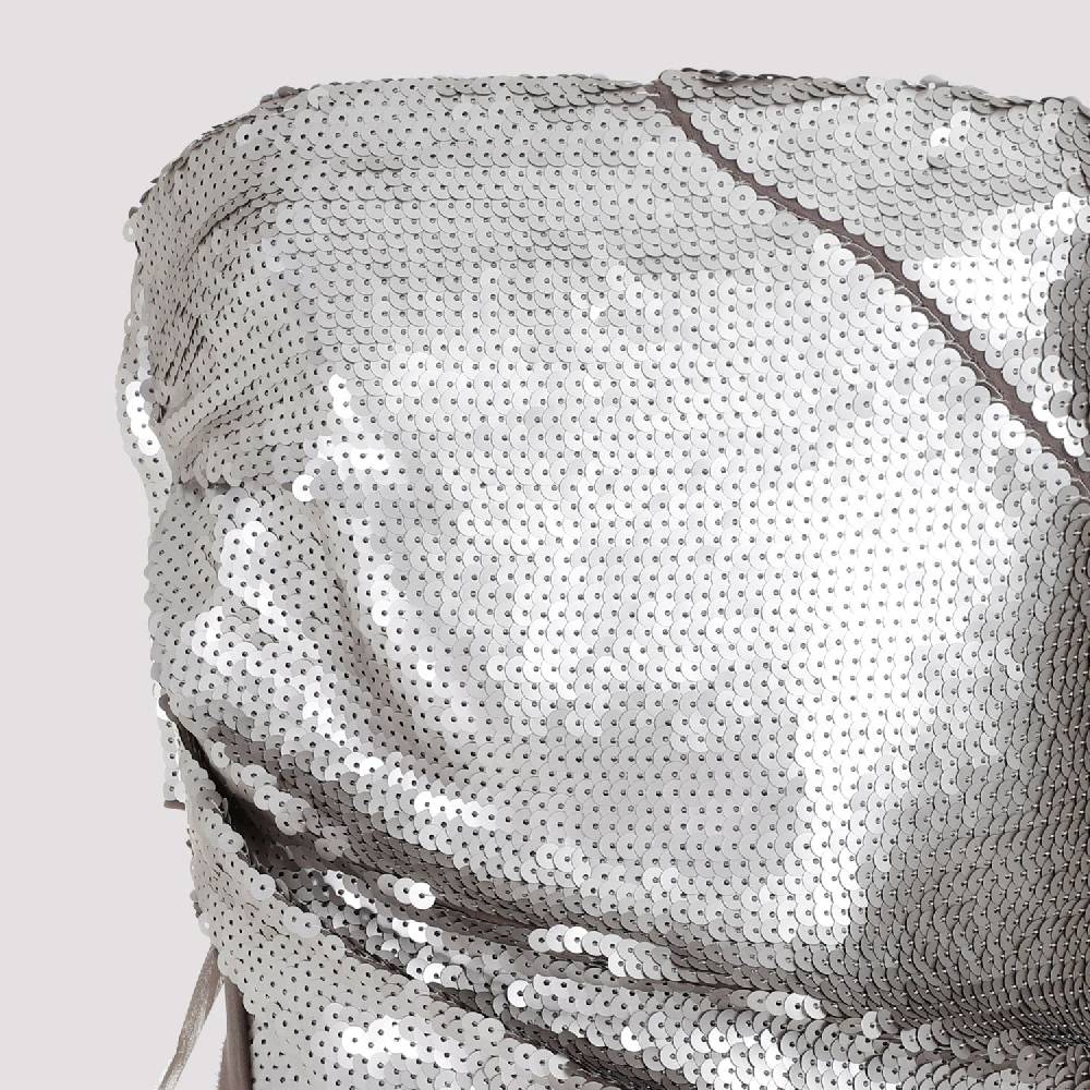 RICK OWENS  Top In Seta Grigio Perla Con Paillettes Rick Owens