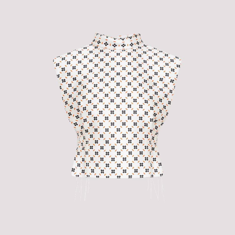 LANVIN  Top Senza Maniche Con Collo Alto Floreale LANVIN