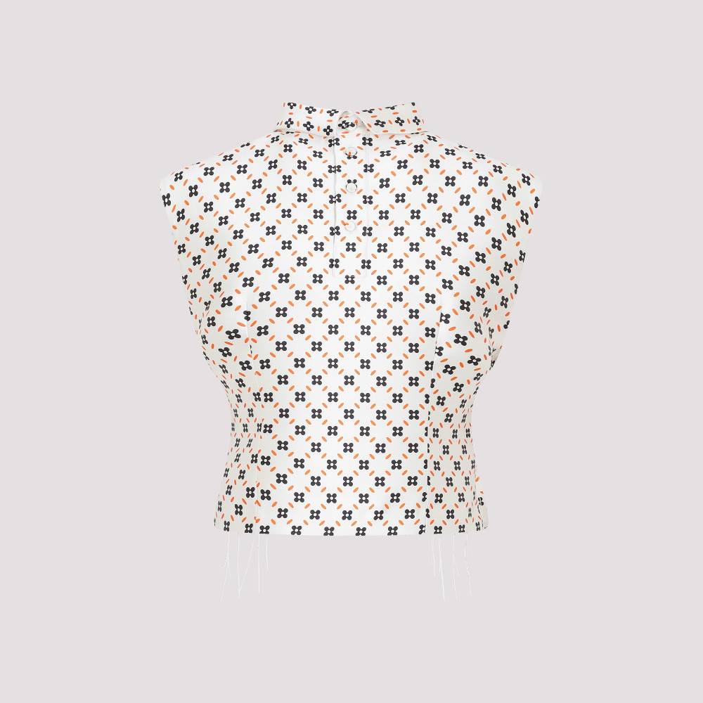 LANVIN  Top Senza Maniche Con Collo Alto Floreale LANVIN