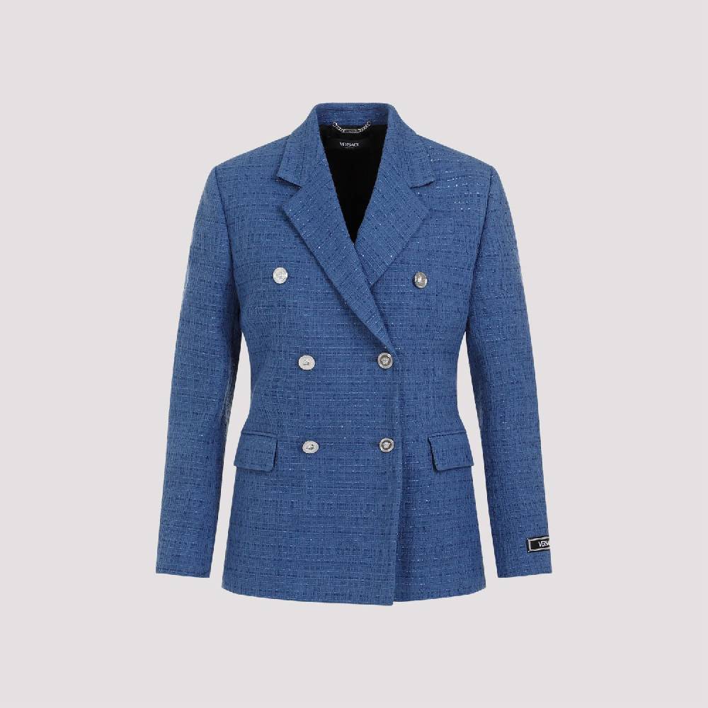 VERSACE  Blazer Tweed Cotone Blu Versace Da Donna