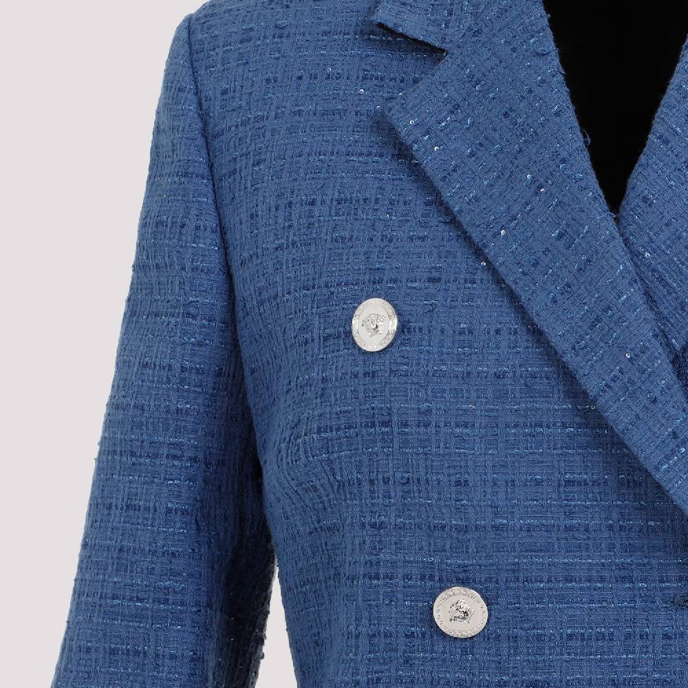 VERSACE  Blazer Tweed Cotone Blu Versace Da Donna