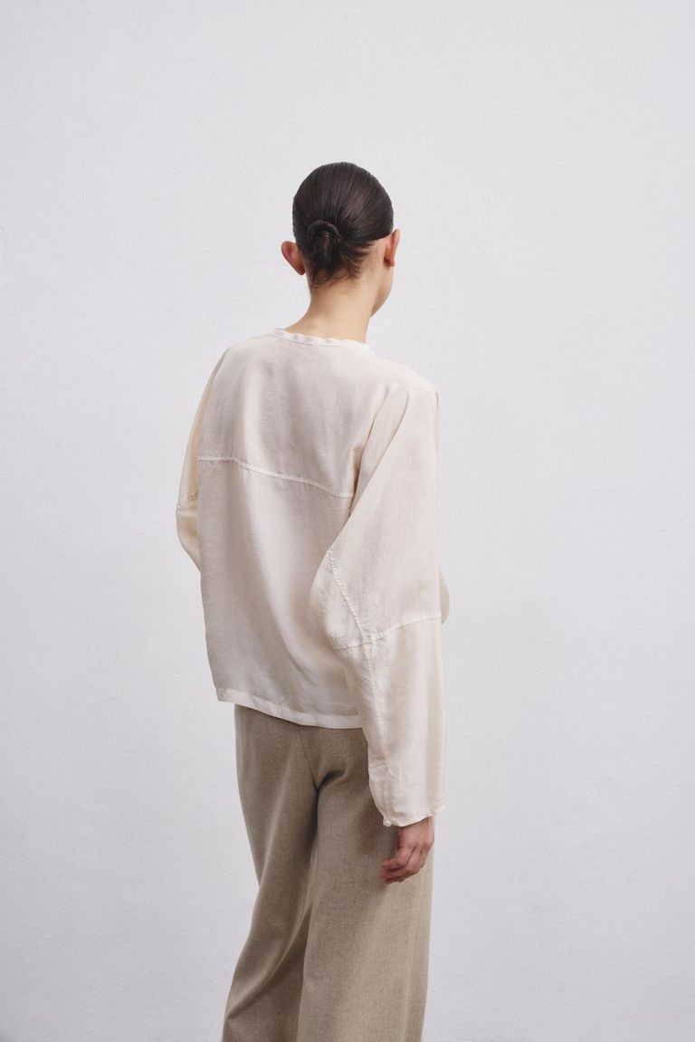 Pomandere Camicia Con Abbottonatura Polo In Habutai Di Seta