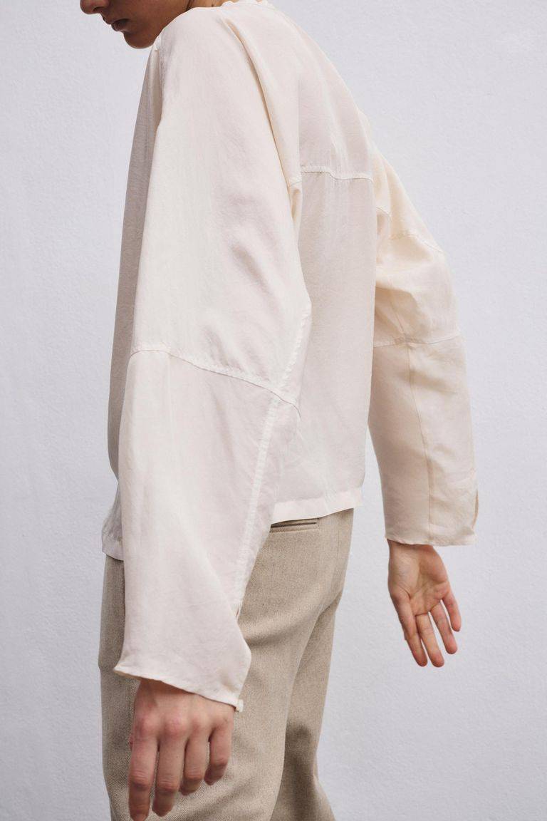 Pomandere Camicia Con Abbottonatura Polo In Habutai Di Seta