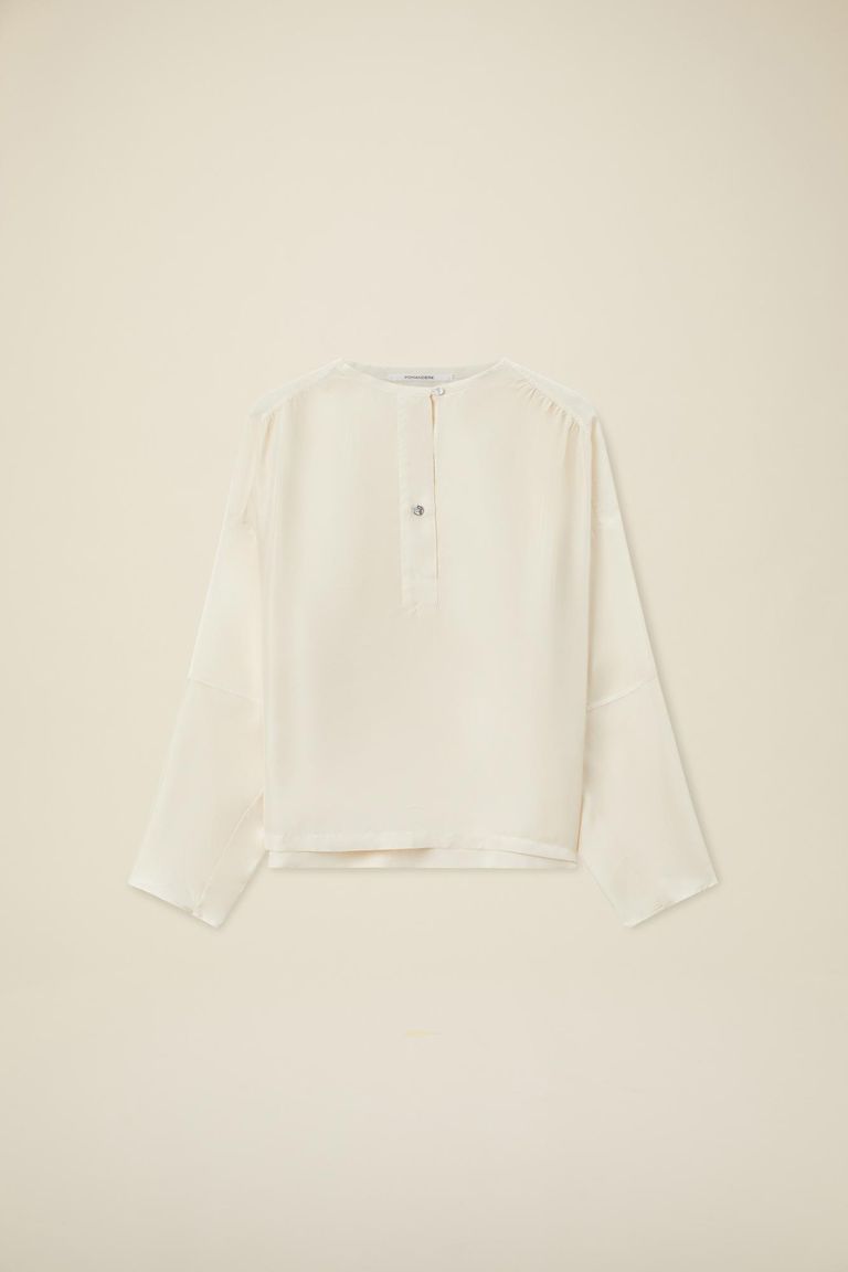 Pomandere Camicia Con Abbottonatura Polo In Habutai Di Seta