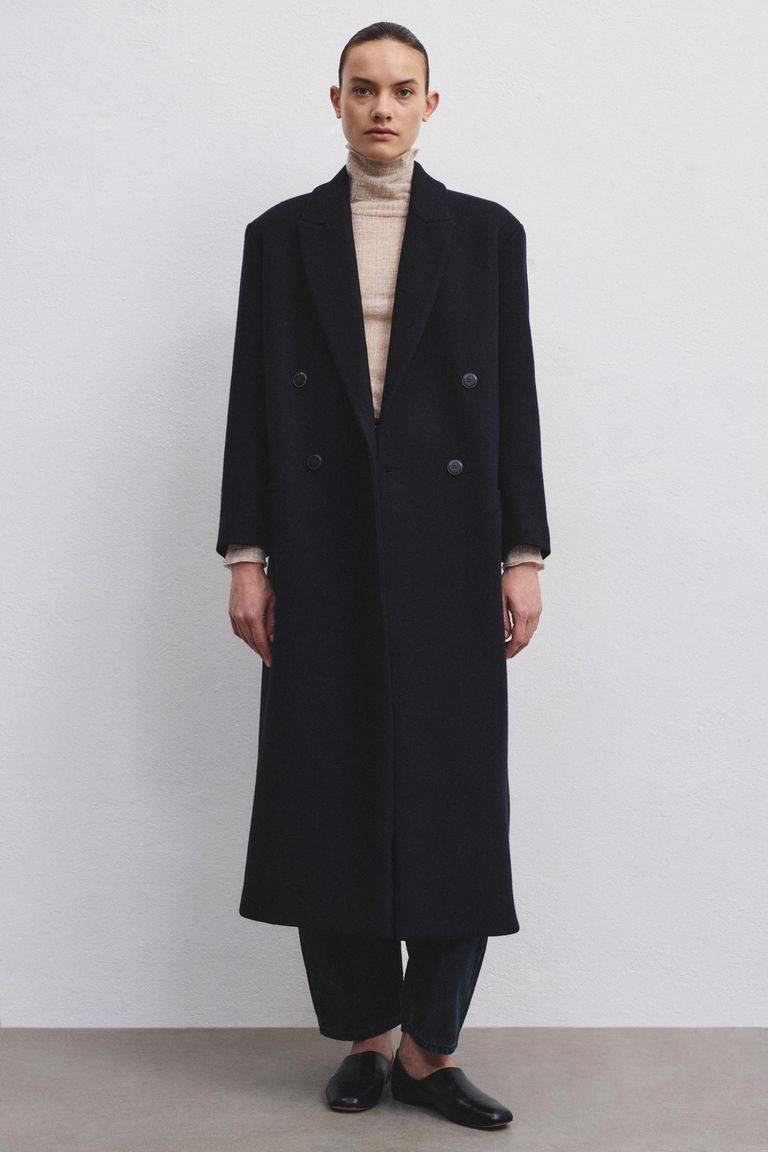 Pomandere Cappotto Doppiopetto In Panno Doppio Di Lana