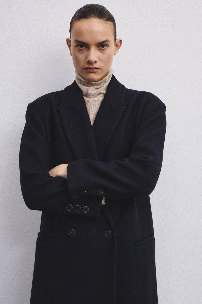 Pomandere Cappotto Doppiopetto In Panno Doppio Di Lana