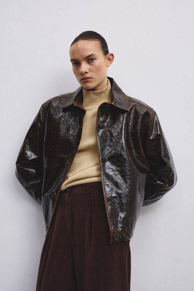 Pomandere Giubbino In Tessuto Spalmato Effetto Cracklè