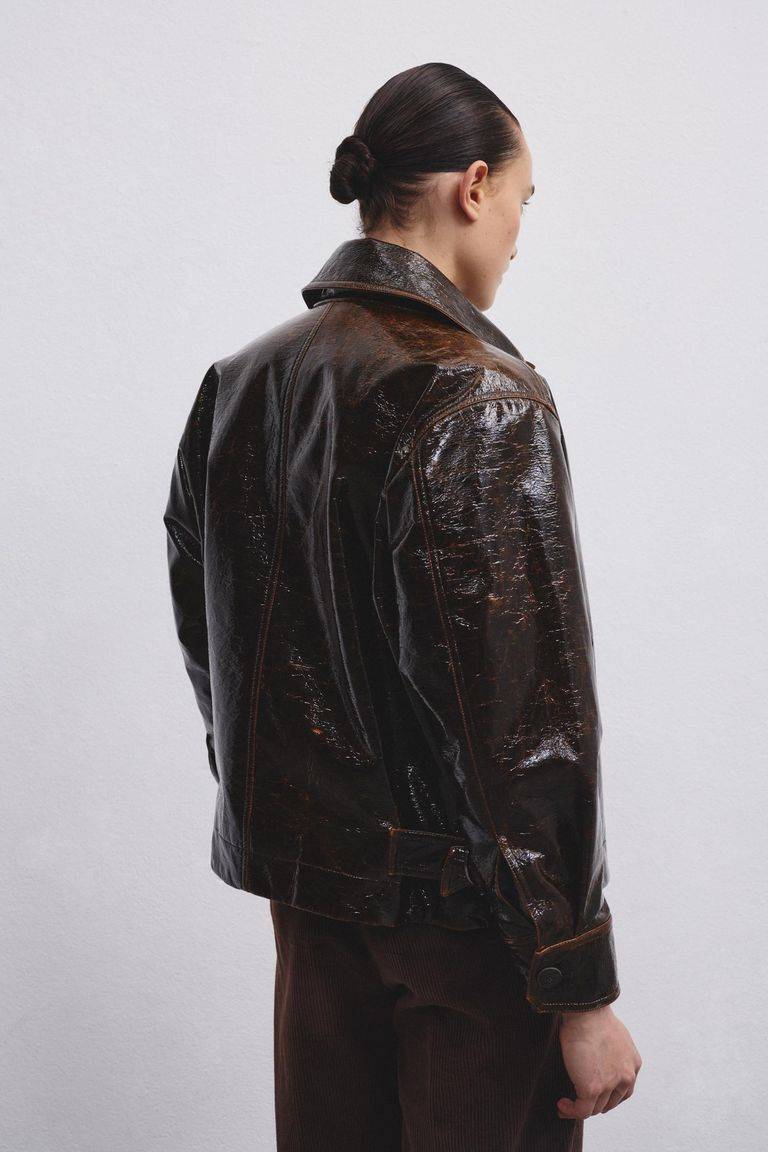 Pomandere Giubbino In Tessuto Spalmato Effetto Cracklè