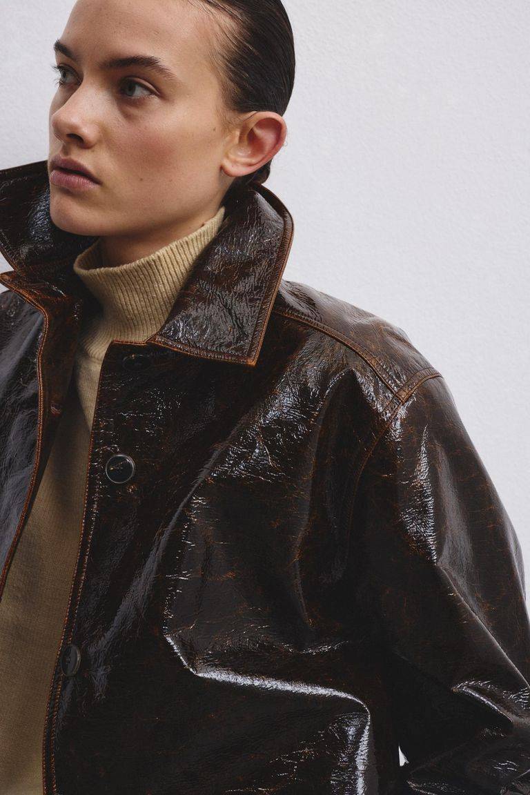 Pomandere Giubbino In Tessuto Spalmato Effetto Cracklè