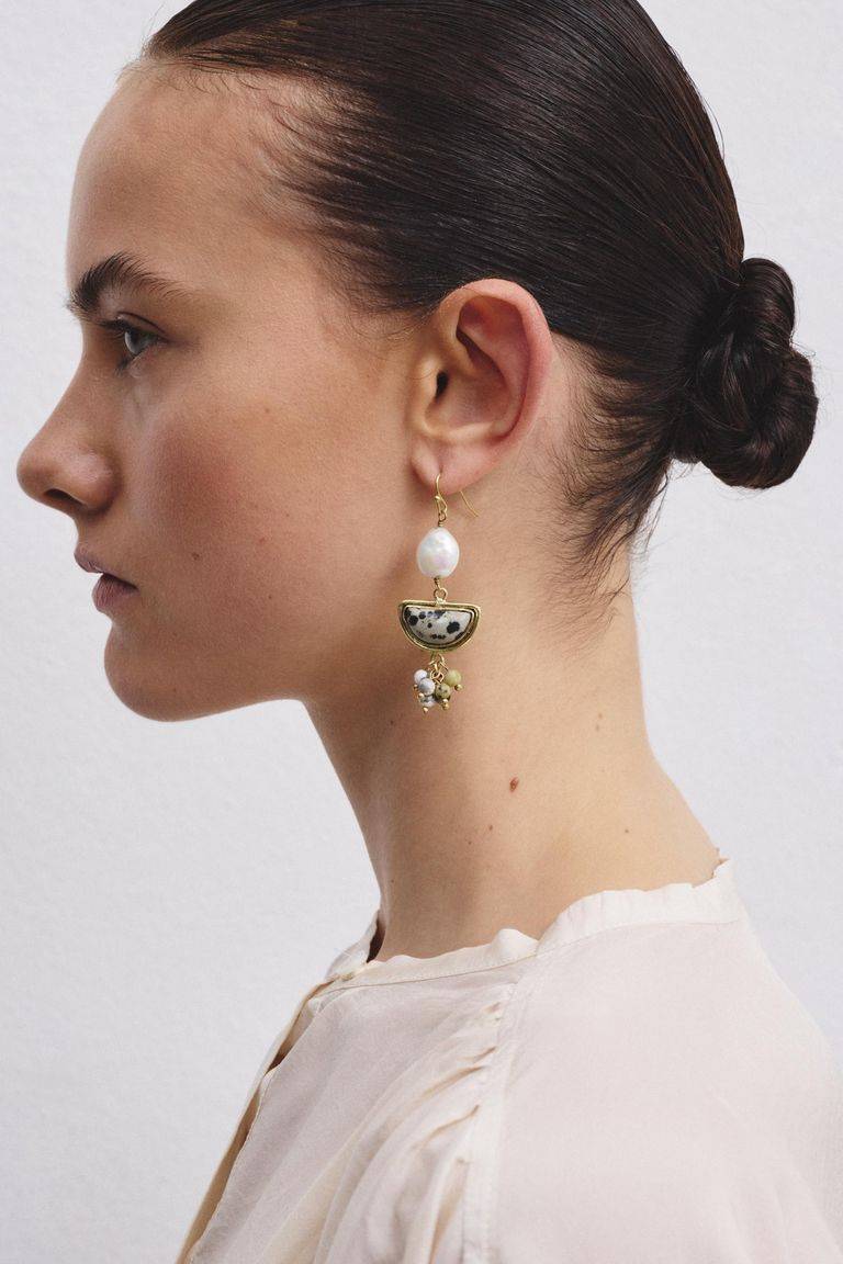 Pomandere Orecchini In Ottone Smaltato E Pietre Semipreziose